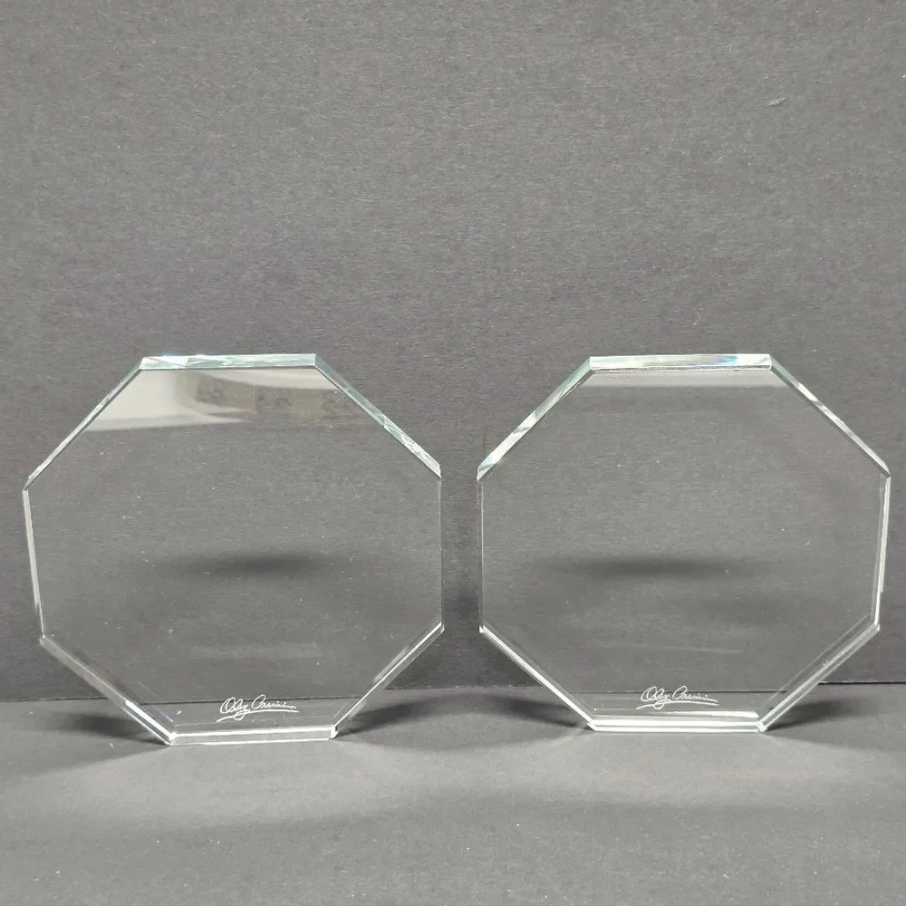 Oleg Cassini Clear Crystal Octagon Minimalist Coasters Set